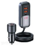 Car Charger, USAMS S-CC213 C40 165W, 2 USB-C + 3 USB-A PPS, 5 Outputs CC213CC01 » Dulotec.com
