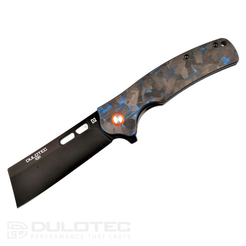 Dulotec K261-BL Folding Knife with a G10 handle featuring a carbon coating and D2 steel » Dulotec.com