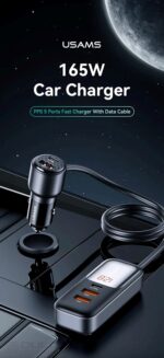 Car Charger, USAMS S-CC213 C40 165W, 2 USB-C + 3 USB-A PPS, 5 Outputs CC213CC01 » Dulotec.com
