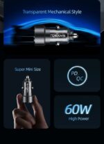 Car Charger, USAMS US-CC208 C39 60W, 1 USB-C + 1 USB-A, 2 Outputs CC208CC01 » Dulotec.com
