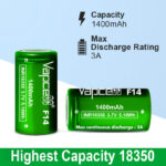 Vapcell 18350 F14 Battery, 1400 mAh, 3A » Dulotec.com