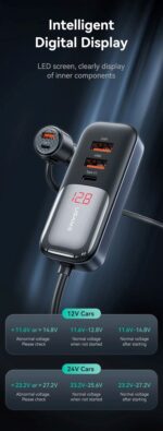 Car Charger, USAMS S-CC213 C40 165W, 2 USB-C + 3 USB-A PPS, 5 Outputs CC213CC01 » Dulotec.com