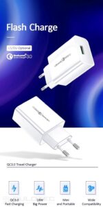Mains Power Adapter, USAMS T22 QC3.0 - CC83TC01 » Dulotec.com