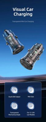 Car Charger, USAMS US-CC162 C31 15W, 2 Outputs A+A CC162CC01 » Dulotec.com