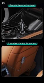 Car Charger, USAMS S-CC213 C40 165W, 2 USB-C + 3 USB-A PPS, 5 Outputs CC213CC01 » Dulotec.com