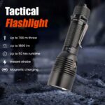 Dulotec Guardian Tactical Flashlight, 1,800 lumens, 700 meters, 5,200 mAh battery, magnetic charging, case » Dulotec.com