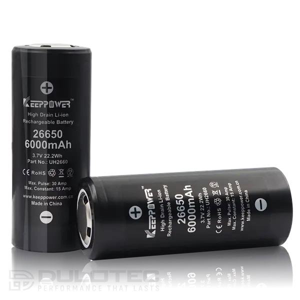 Keeppower 26650 6000mAh Battery, Unprotected, High-Discharge » Dulotec.com
