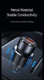 Car Charger, USAMS US-CC208 C39 60W, 1 USB-C + 1 USB-A, 2 Outputs CC208CC01 » Dulotec.com