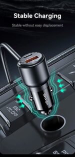 Car Charger, USAMS S-CC213 C40 165W, 2 USB-C + 3 USB-A PPS, 5 Outputs CC213CC01 » Dulotec.com