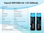 Vapcell P1422A 14500 2250mAh 1.5V AA Battery with Protection and USB-C Charging » Dulotec.com