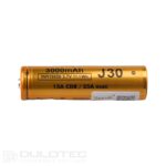 Vapcell J30 18650 Battery, 3000 mAh, 15A/25A, with a protruding positive terminal » Dulotec.com