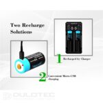 Vapcell P1608A 16340 800mAh Battery with Protection and Micro USB Charging » Dulotec.com