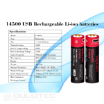 Vapcell P1409A 14500 950mAh Battery with Protection and Micro USB Charging » Dulotec.com