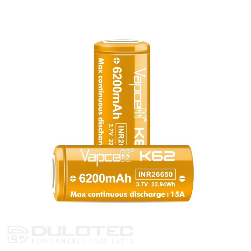 Vapcell 26650 K62 6200mAh 15A Battery » Dulotec.com