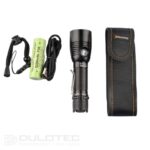 Dulotec Guardian Tactical Flashlight, 1,800 lumens, 700 meters, 5,200 mAh battery, magnetic charging, case » Dulotec.com