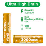 Vapcell 18650 U30 3000mAh 30A Ultra-High-Discharge Battery » Dulotec.com