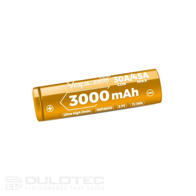 Vapcell 18650 U30 3000mAh 30A Ultra-High-Discharge Battery » Dulotec.com