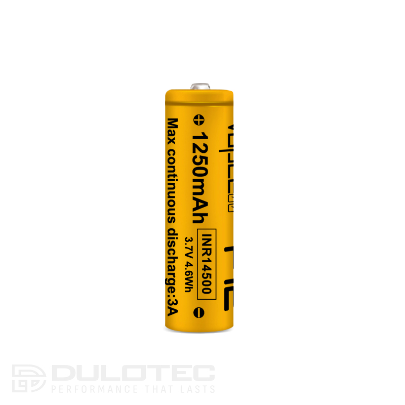Vapcell 14500 F12 1250mAh 3A Battery with a Protruding Positive Terminal » Dulotec.com