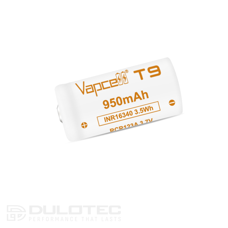 Vapcell 16340 T9 950 mAh 3A Battery » Dulotec.com