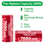 Vapcell 26650 K70 7000mAh 30A Battery » Dulotec.com