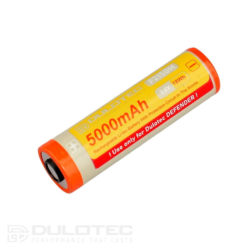 Vapcell Dulotec 21700 5000mAh 10A Battery - F2150M with terminals on one side for the Dulotec Defender flashlight » Dulotec.com