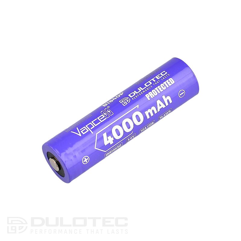 Vapcell 18650 Lithium-Ion Battery, 4000mAh, 10A, with Protection, Model B1840P » Dulotec.com