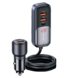 Зарядно за кола, USAMS S-CC213 C40 165W, 2 usb C + 3 usb A PPS, 5 изхода CC213CC01 » Dulotec.com