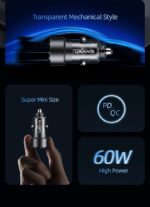 Зарядно за кола, USAMS US-CC208 C39 60W, 1 usb C + 1 usb A, 2 изхода CC208CC01 » Dulotec.com
