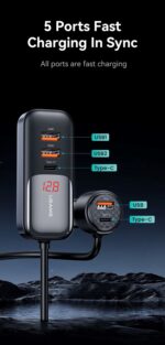 Зарядно за кола, USAMS S-CC213 C40 165W, 2 usb C + 3 usb A PPS, 5 изхода CC213CC01 » Dulotec.com
