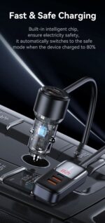 Зарядно за кола, USAMS S-CC213 C40 165W, 2 usb C + 3 usb A PPS, 5 изхода CC213CC01 » Dulotec.com