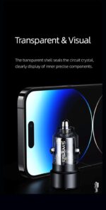 Зарядно за кола, USAMS US-CC208 C39 60W, 1 usb C + 1 usb A, 2 изхода CC208CC01 » Dulotec.com