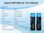 Батерия Vapcell P1422A 14500 2250mAh 1.5V AA със защита и USB-C зареждане » Dulotec.com