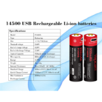 Батерия Vapcell P1409A 14500 950mAh със защита и Micro USB зареждане » Dulotec.com