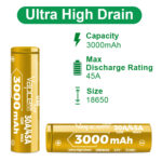 Батерия ултра високоразрядна Vapcell 18650 U30 3000mAh 30A » Dulotec.com