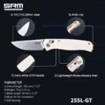 Сгъваем нож SRM 255L-GT - дръжка от G10 и 10Cr15MoV стомана » Dulotec.com