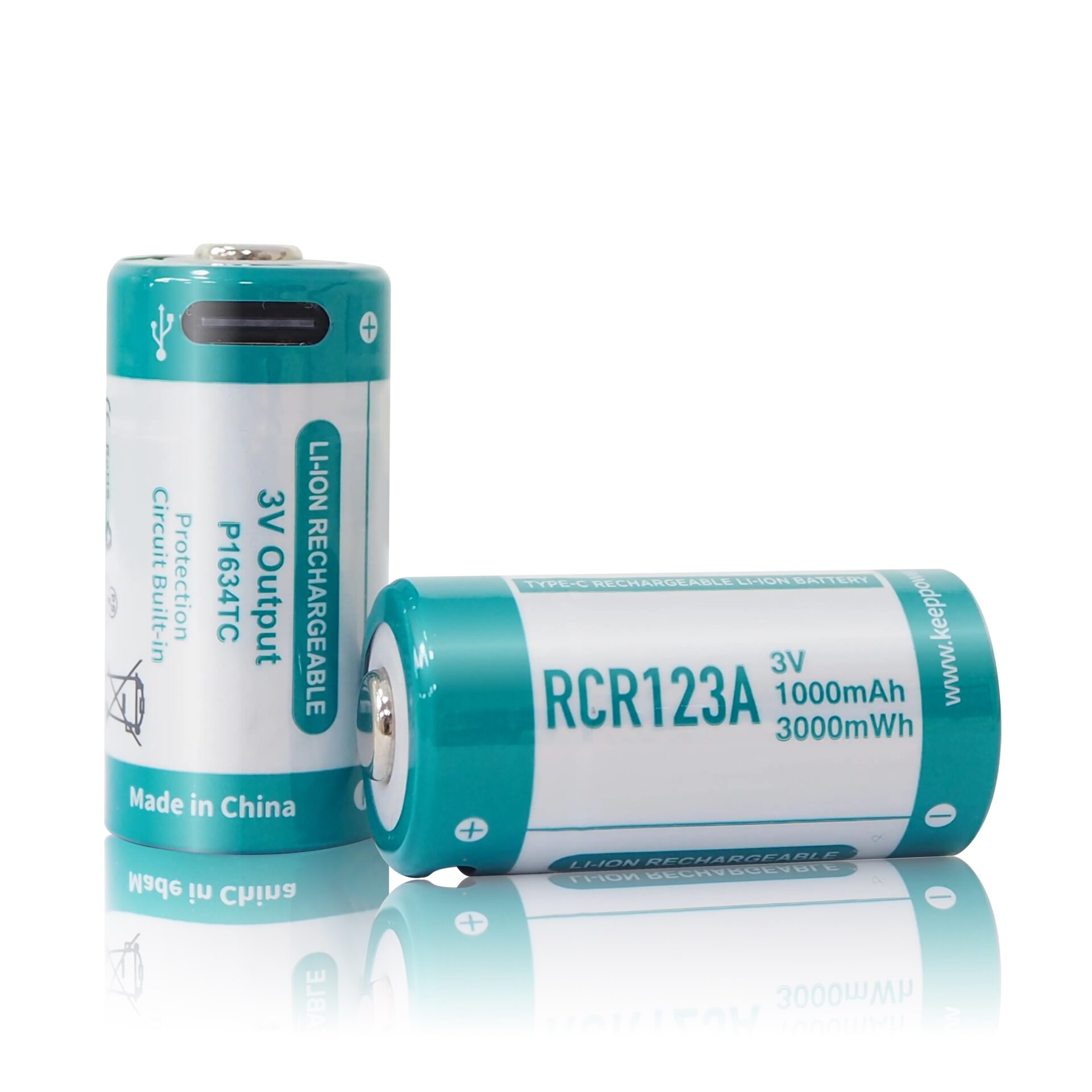 Батерия Keeppower RCR123A 1000mAh със защита и USB-C зареждане