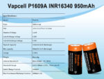 Батерия Vapcell 16340 P1609A 950mAh 3A » Dulotec.com