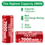 Батерия Vapcell 26650 K70 7000mAh 30A » Dulotec.com