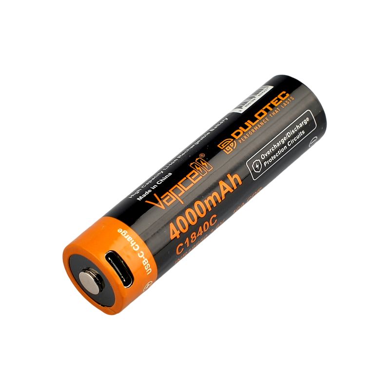 Батерия Vapcell Dulotec 18650 4000mAh 10A - C1840C със защита и USB-C зареждане » Dulotec.com