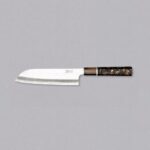 Кухненски нож Yoshida Hamono ZDP-189 Santoku Silver Gold Carbon 180mm » Dulotec.com