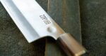 Кухненски нож Yoshida Hamono ZDP-189 Santoku Silver Gold Carbon 180mm » Dulotec.com